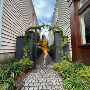 Free People Striped Sweater/Skirt Set - Mustard and Navy